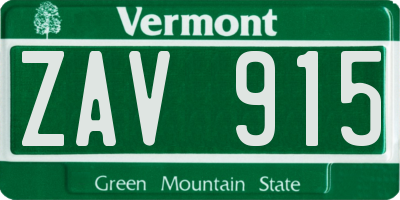 VT license plate ZAV915