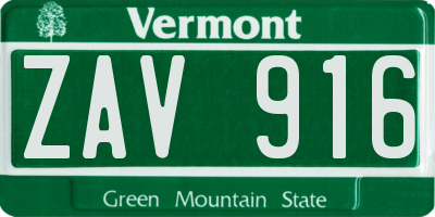 VT license plate ZAV916