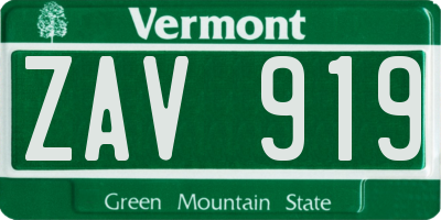 VT license plate ZAV919