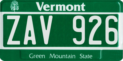 VT license plate ZAV926