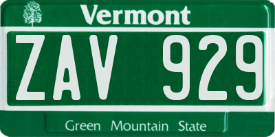 VT license plate ZAV929