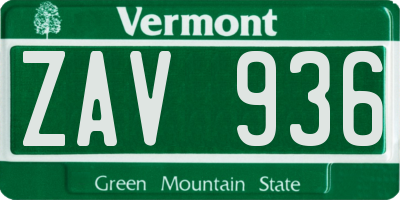 VT license plate ZAV936