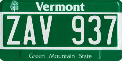 VT license plate ZAV937