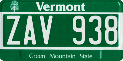 VT license plate ZAV938