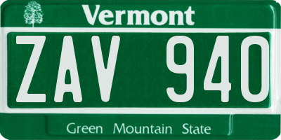 VT license plate ZAV940