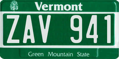VT license plate ZAV941