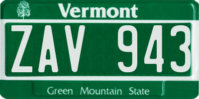VT license plate ZAV943