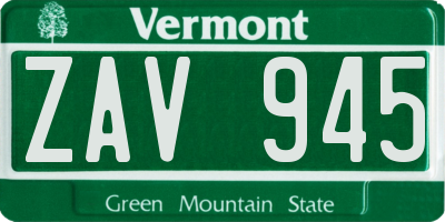 VT license plate ZAV945
