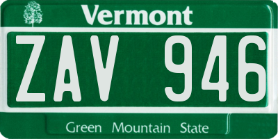 VT license plate ZAV946