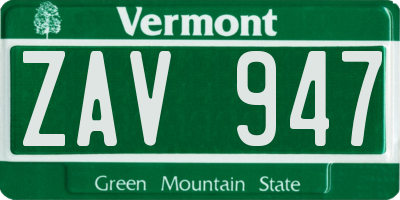 VT license plate ZAV947