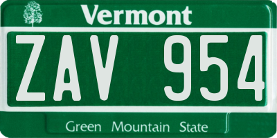 VT license plate ZAV954