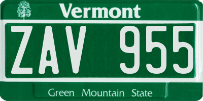 VT license plate ZAV955