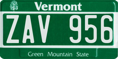 VT license plate ZAV956