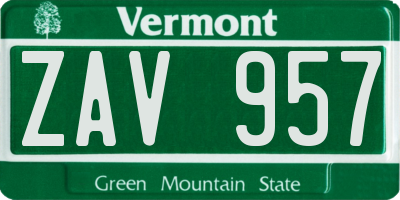 VT license plate ZAV957