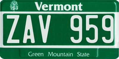 VT license plate ZAV959