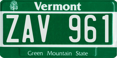 VT license plate ZAV961