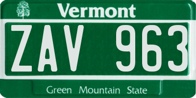 VT license plate ZAV963