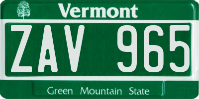 VT license plate ZAV965