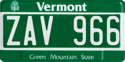 VT license plate ZAV966