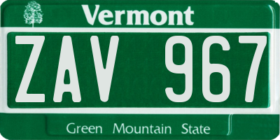 VT license plate ZAV967