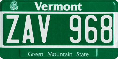 VT license plate ZAV968