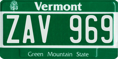 VT license plate ZAV969