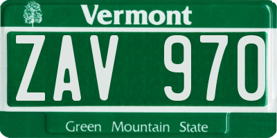 VT license plate ZAV970