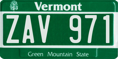 VT license plate ZAV971