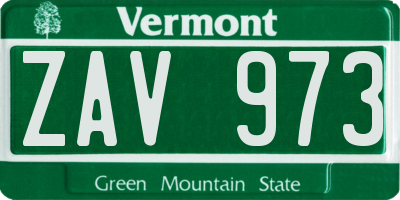 VT license plate ZAV973