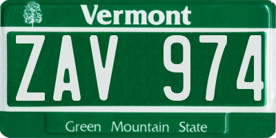 VT license plate ZAV974