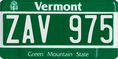 VT license plate ZAV975