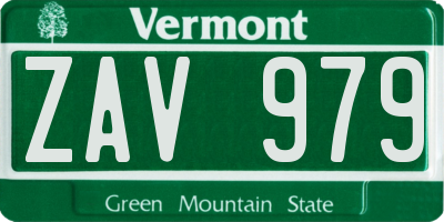 VT license plate ZAV979
