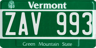 VT license plate ZAV993