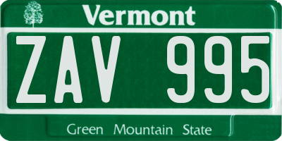 VT license plate ZAV995