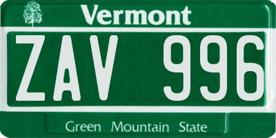 VT license plate ZAV996