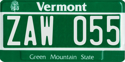 VT license plate ZAW055