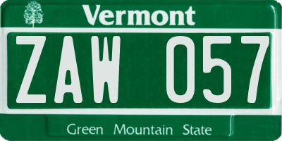 VT license plate ZAW057