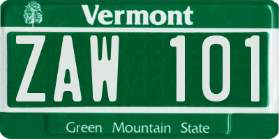 VT license plate ZAW101