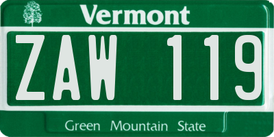 VT license plate ZAW119