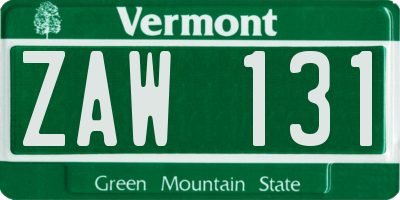 VT license plate ZAW131