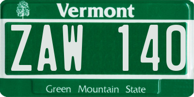 VT license plate ZAW140