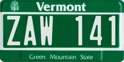 VT license plate ZAW141