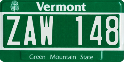 VT license plate ZAW148