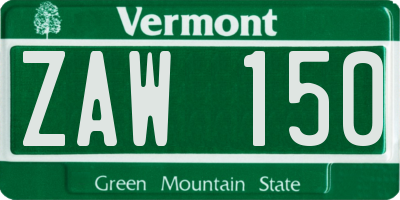 VT license plate ZAW150