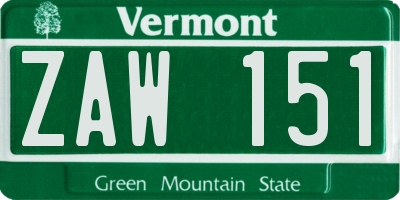 VT license plate ZAW151