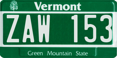 VT license plate ZAW153