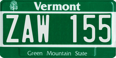 VT license plate ZAW155