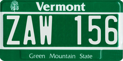 VT license plate ZAW156