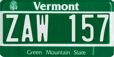 VT license plate ZAW157