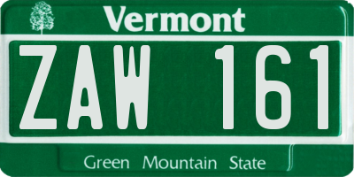 VT license plate ZAW161